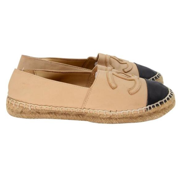 Chanel Embroidered Espadrille 37 Leather Large CC Flats CC-0803N-0005 - Picture 5 of 10